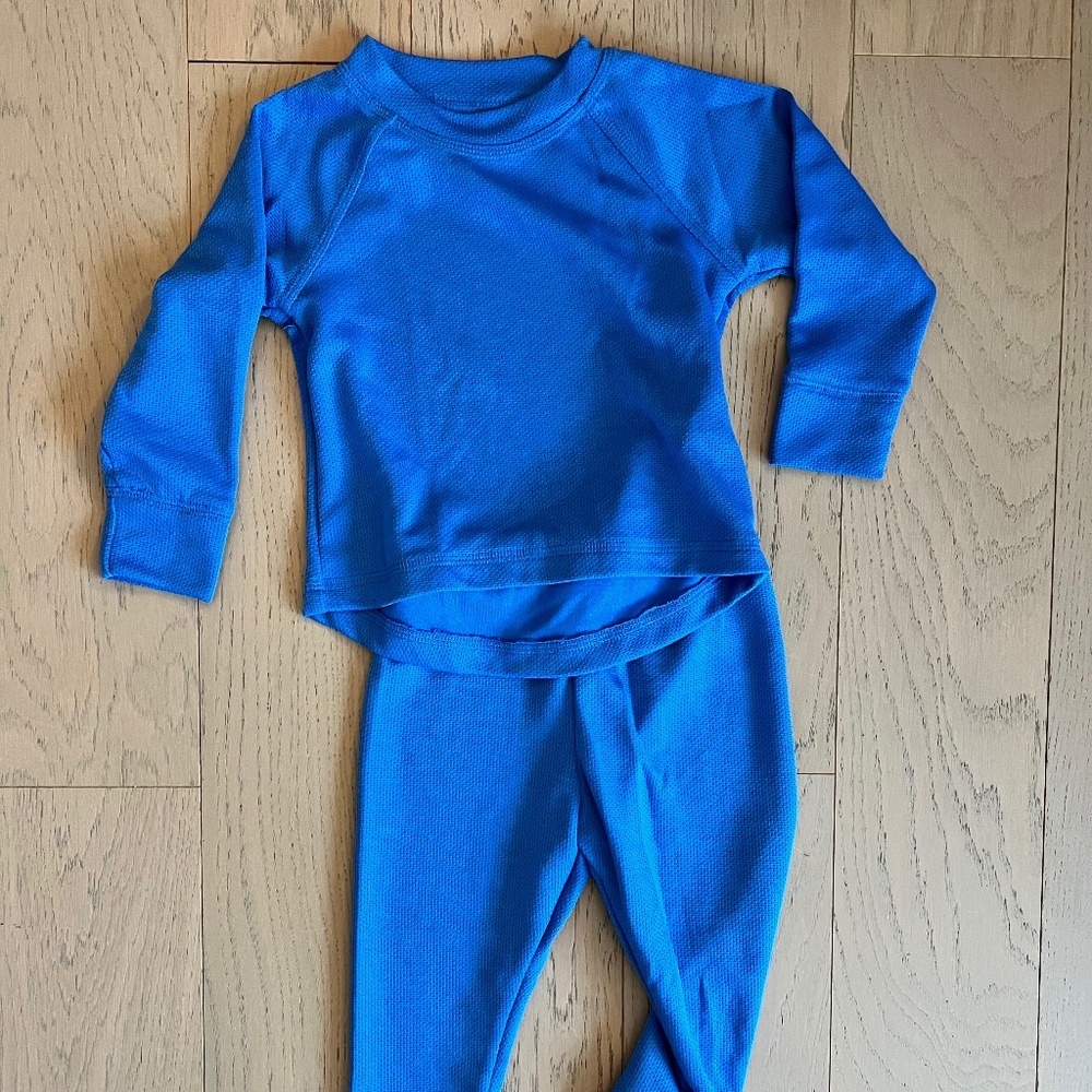 L.L.Bean Blue Long Underwear Set, Size 2T